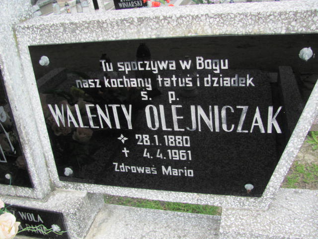 Walenty OLEJNICZAK  1880 Międzybórz - Grobonet - Wyszukiwarka osób pochowanych